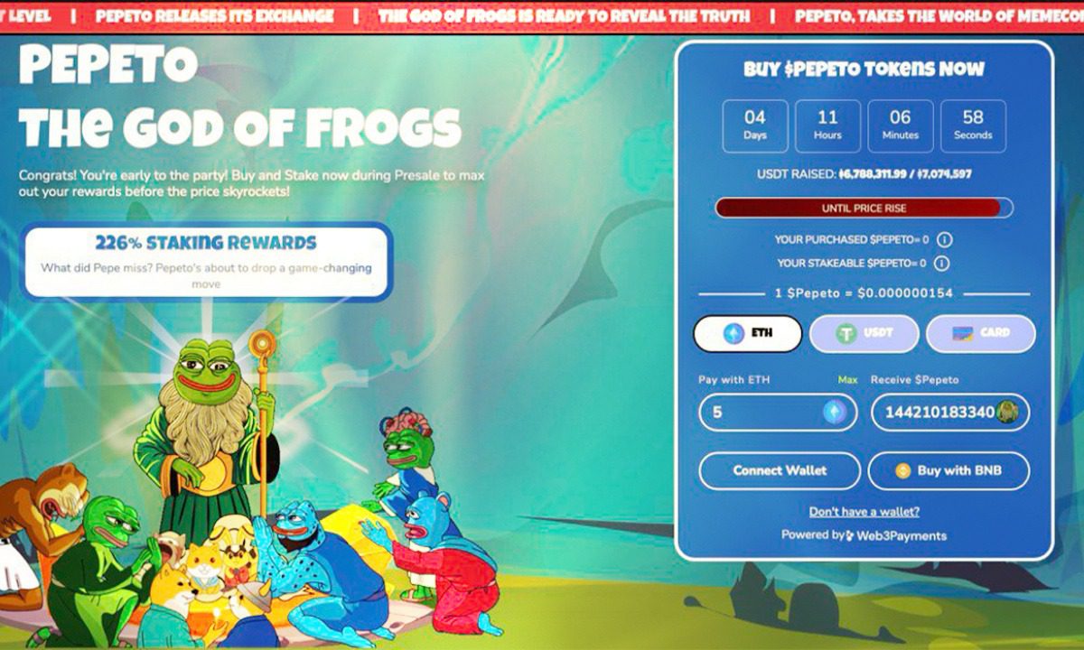 Pepeto presale raises over $6.7 million