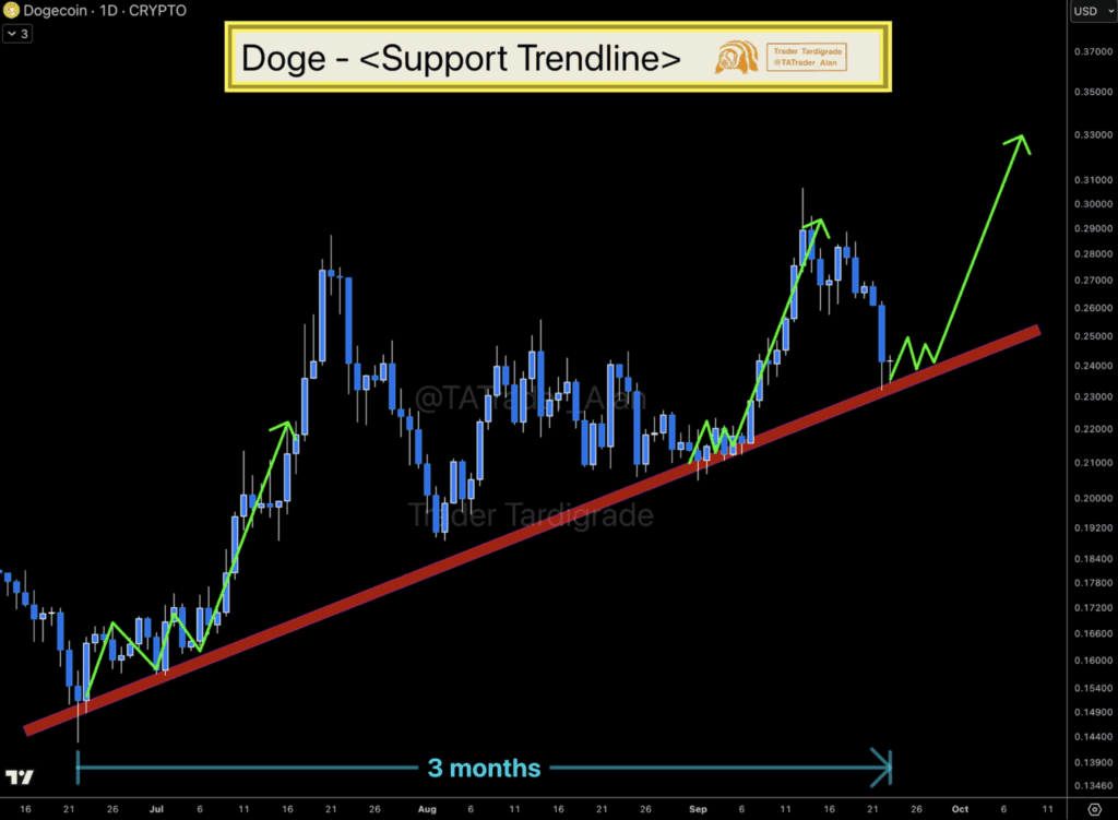 Dogecoin rebounds toward $0.30 amid a possible breakout to $0.50