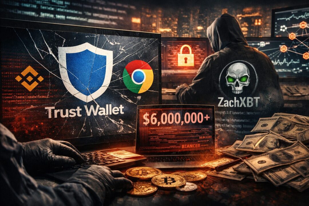Trust Wallet browser extension security breach alert following confirmation of over $6 million in stolen crypto funds.