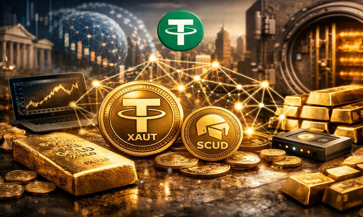 Tether Gold XAUT on blockchain with Scudo units for fractional gold transactions.