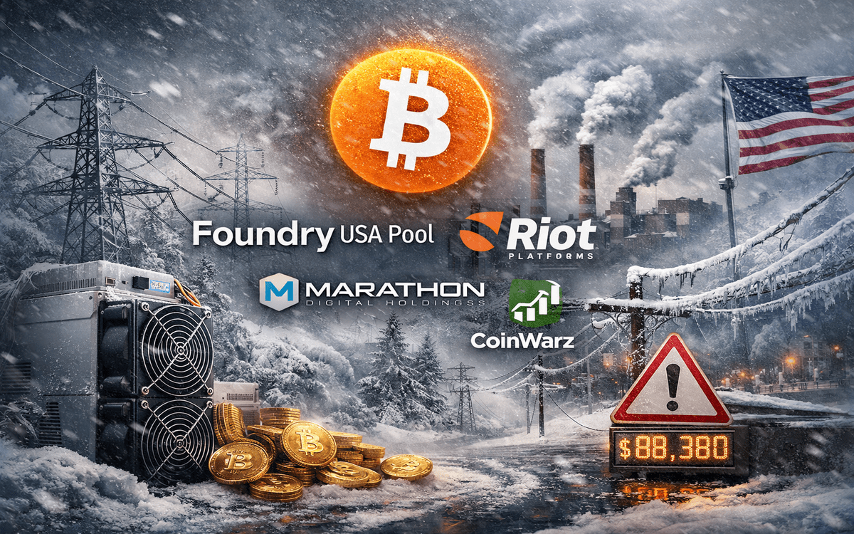 Bitcoin hashrate drops sharply as US winter storm forces miners offline