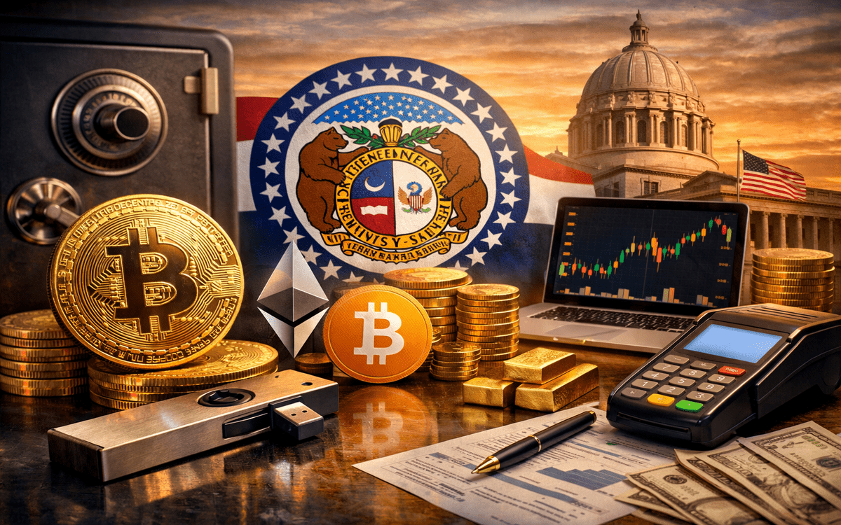 Missouri and Brazil with Bitcoin symbols, showing proposed crypto reserves.