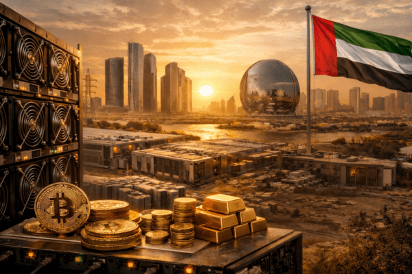 UAE Bitcoin mining facility showing servers and digital currency growth