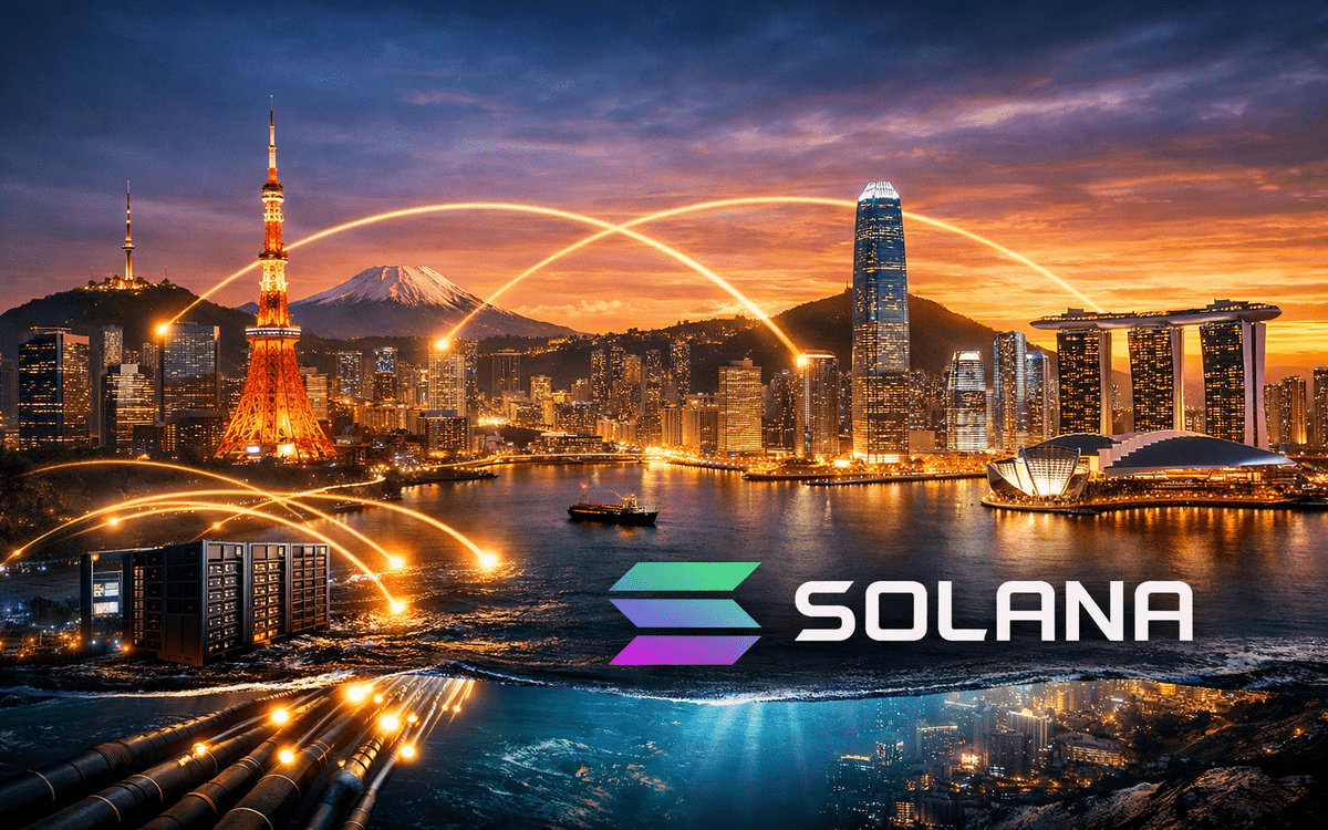 Solana network linking major Asia-Pacific hubs for staking and trading.