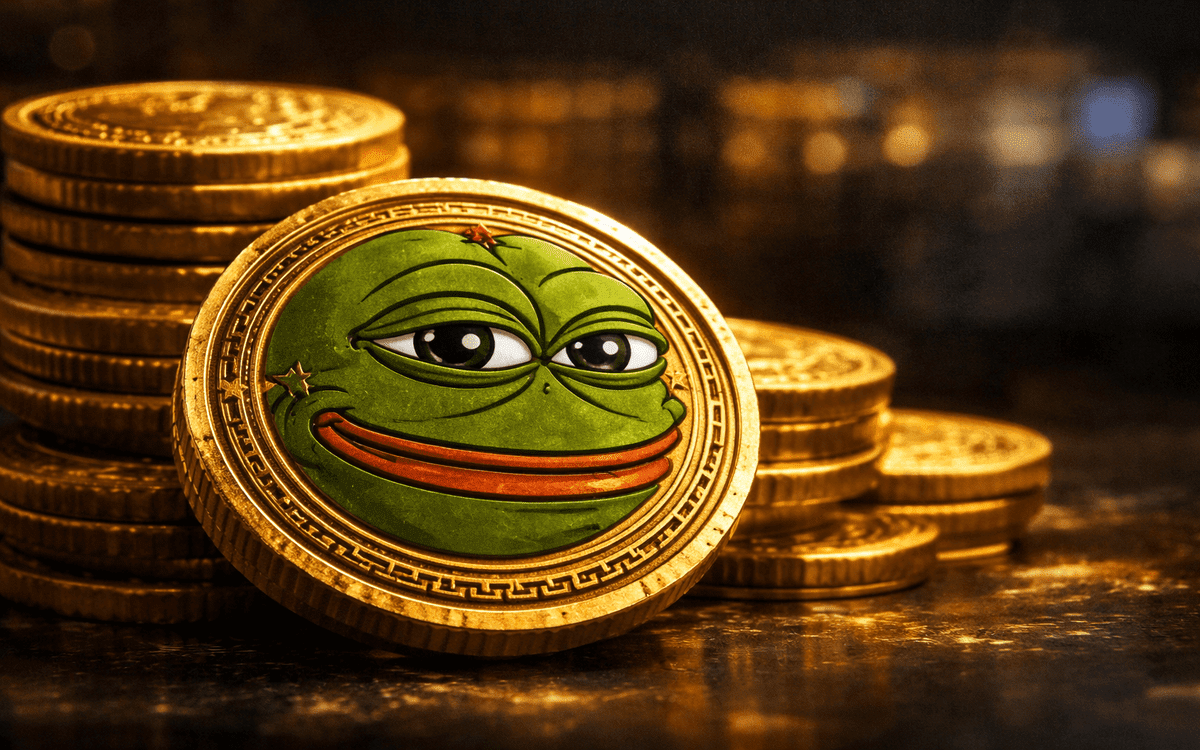 PEPE cryptocurrency price chart showing a falling channel, short-term bullish bounce, and key support and resistance levels.