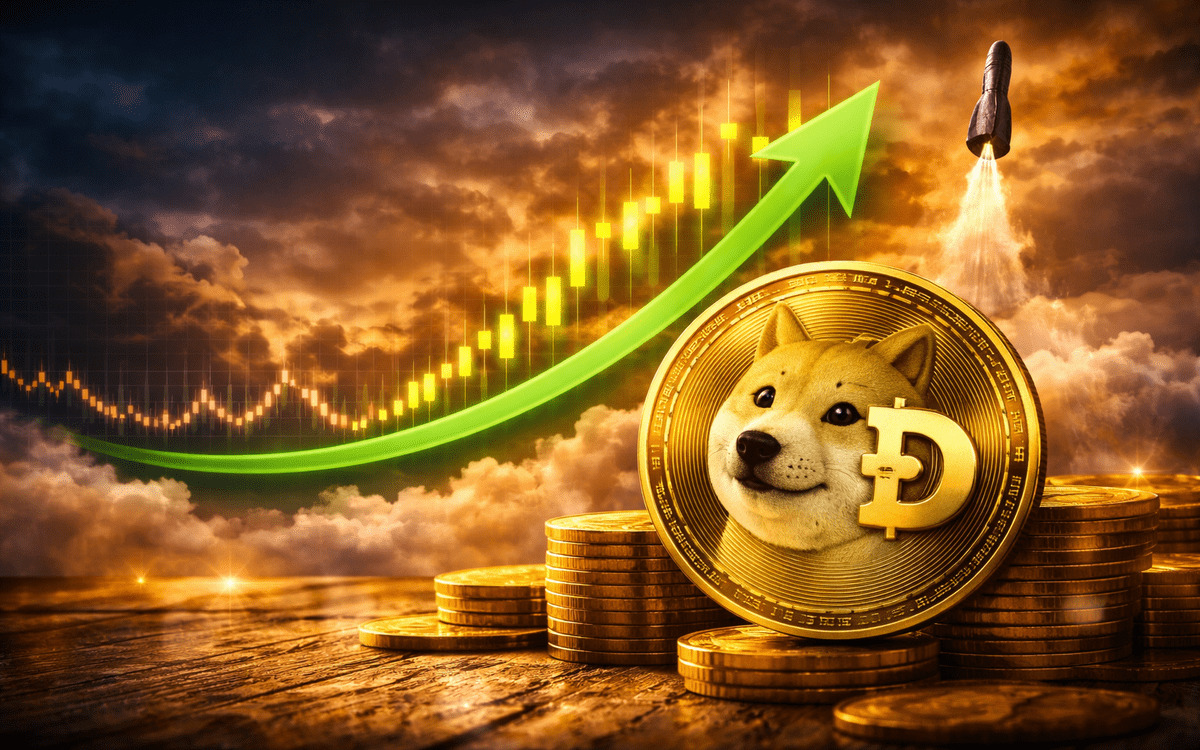 Dogecoin price moving sideways within tightening Bollinger Bands, signaling a possible breakout.