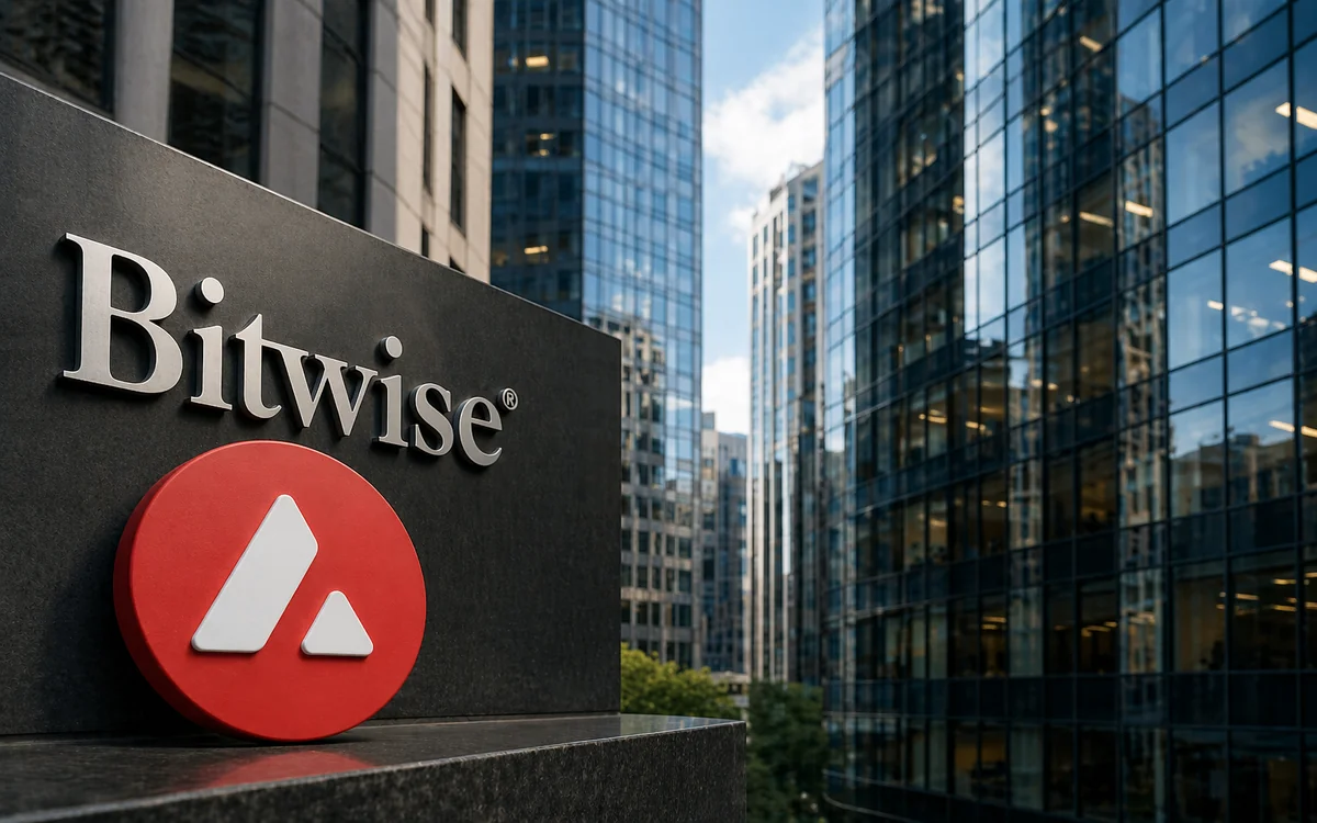 Illustration of Avalanche blockchain network with institutional nodes, representing Bitwise’s new fund and Layer 1 investment strategy