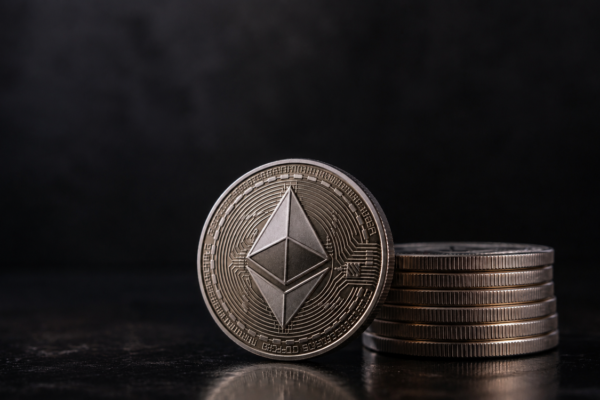 Ethereum chart showing price decline below key resistance levels, approaching $2,300 support as selling pressure increases.