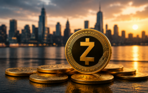 Zcash price chart showing strong upward momentum after SEC decision, with ZEC rallying nearly 90% over 30 days amid rising volume.